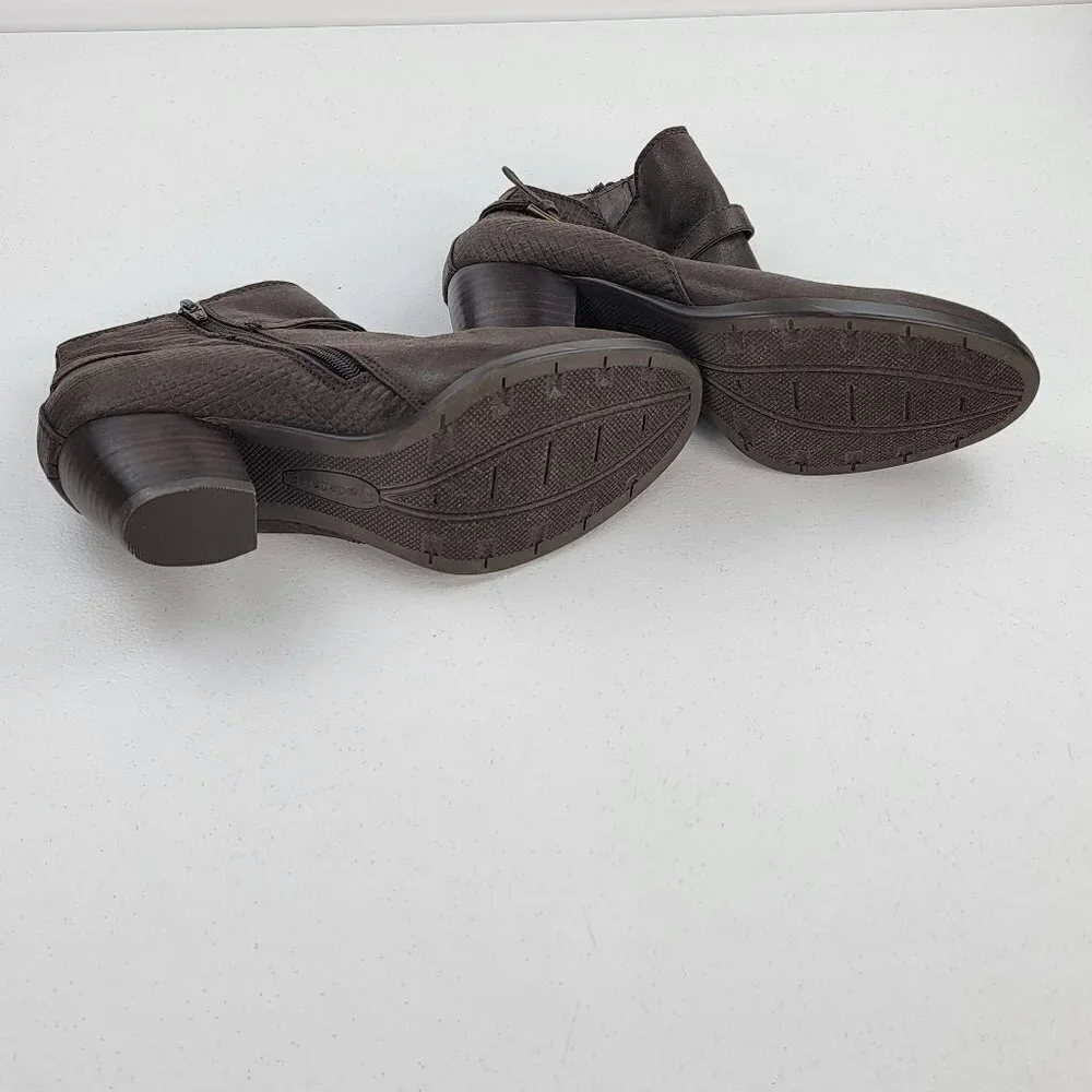 Baretraps Rylen Ankle Booties Women 9M Brown Zip Up Almond Toes Block Heel 2